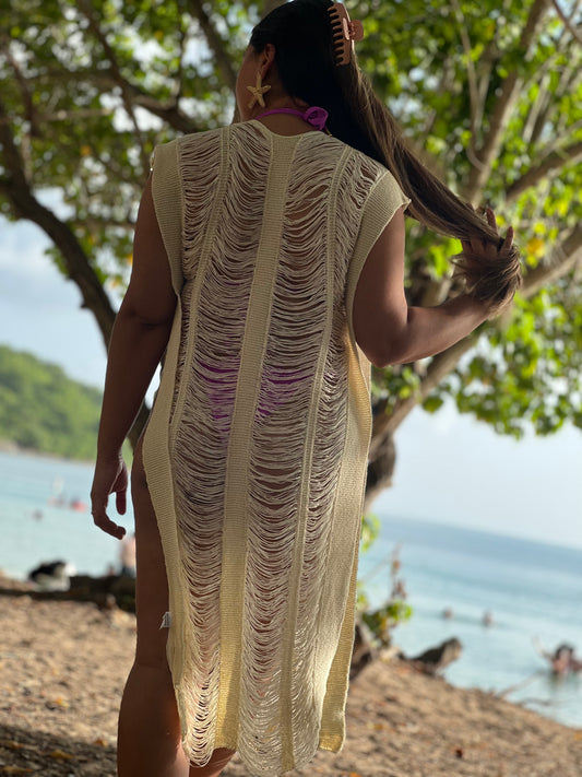 Dress cover up back in color beige